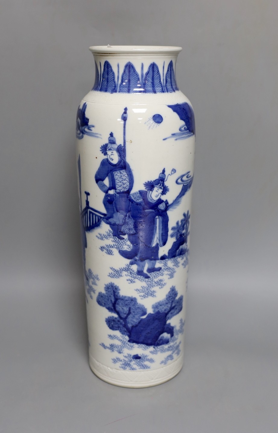 A tall Chinese blue and white sleeve vase 39cm